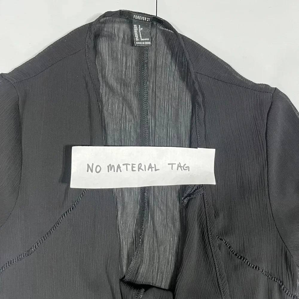 Forever 21 Y2K Black Sheer Bell Sleeve Open Front Longline Kimono Small Witchy